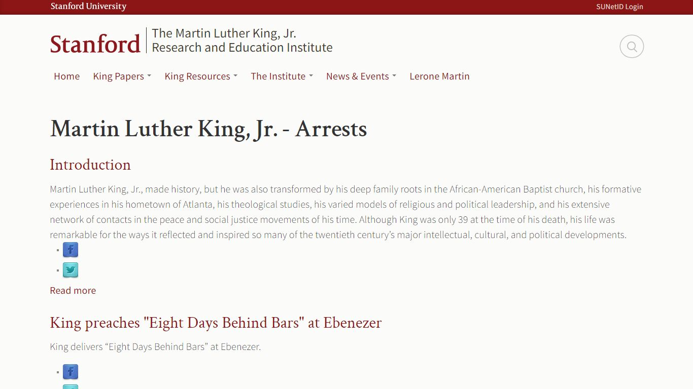 Martin Luther King, Jr. - Arrests