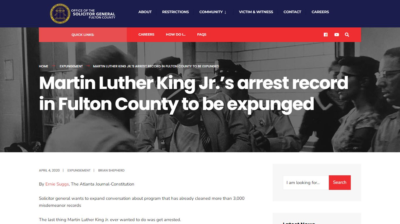 Martin Luther King Jr.’s arrest record in Fulton County to be expunged