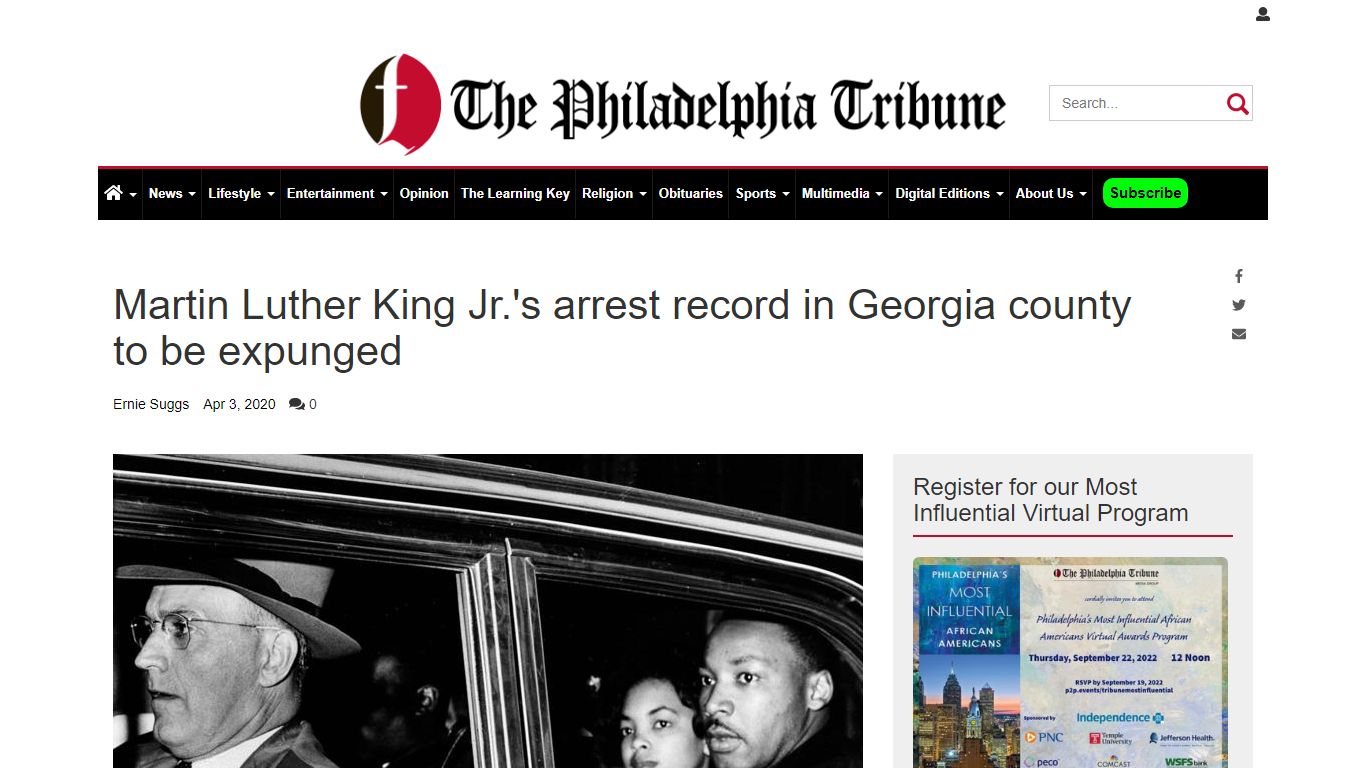 Martin Luther King Jr.'s arrest record in Georgia county to be expunged ...
